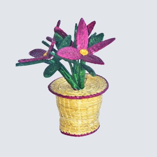 Handcrafted Sikki Flower Pot – Natural & Colorful Décor